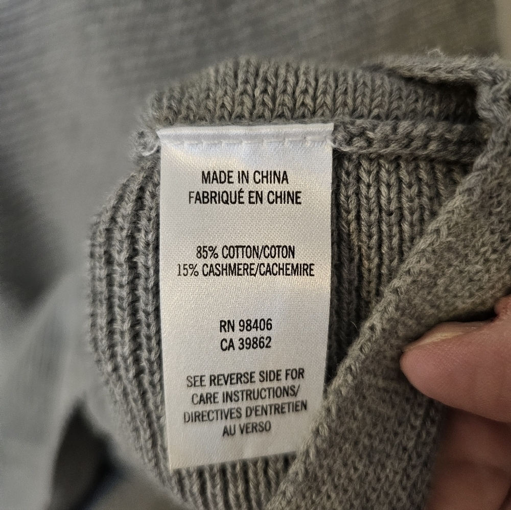 Theory Women's Gray Knit Tunic Pullover Sweater Cashmere Cotton Blend Size SP - Picture 4 of 6